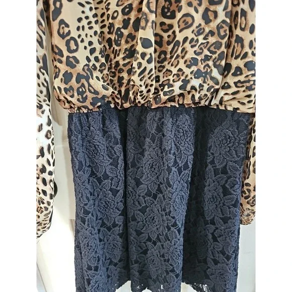 Speechless Juniors dress Medium Leopard/Lace - Picture 4 of 8